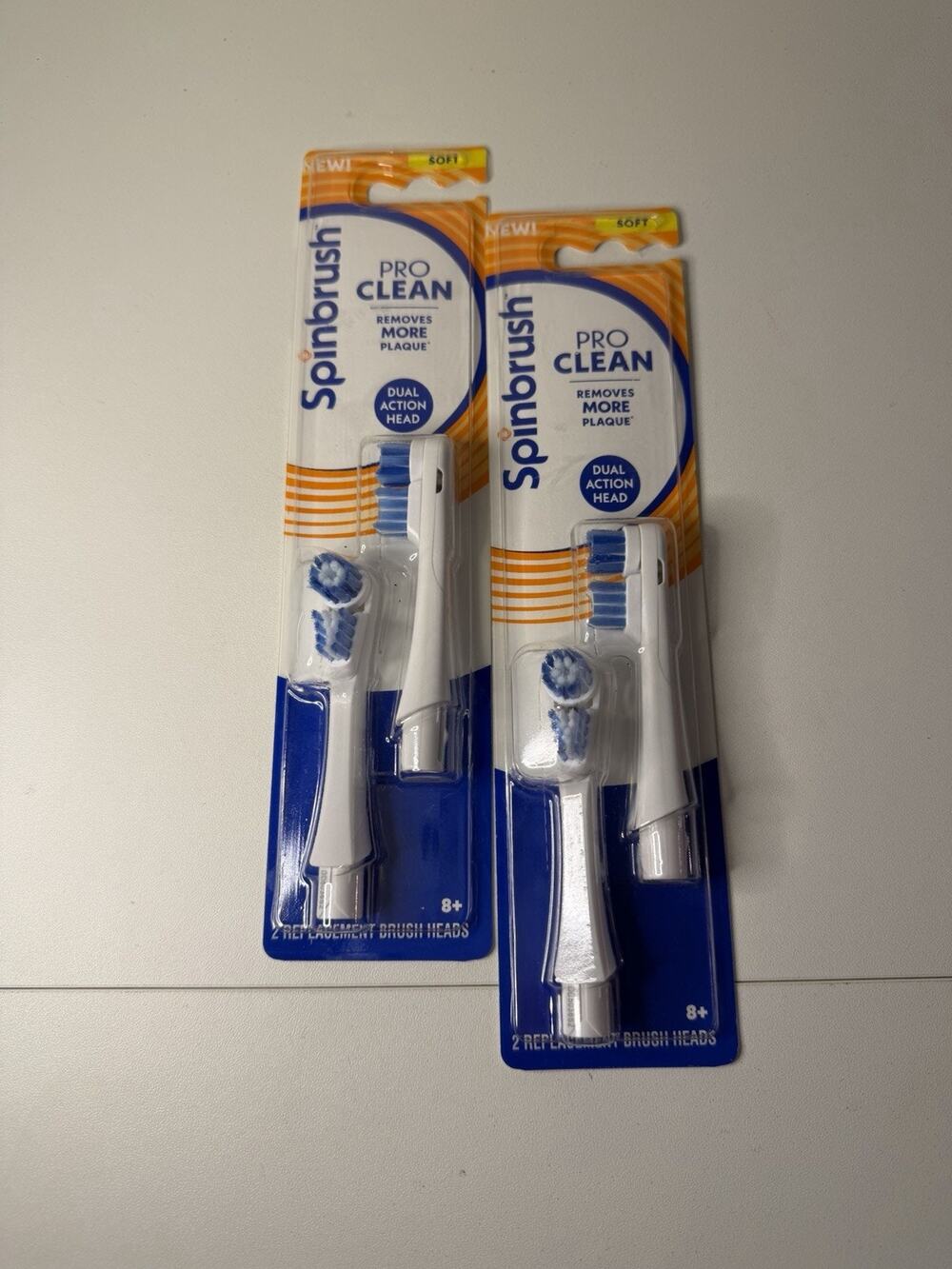 New Spinbrush PRO Clean Dual Replacement Brush Head Refill Lot Of 2 (4 Total)